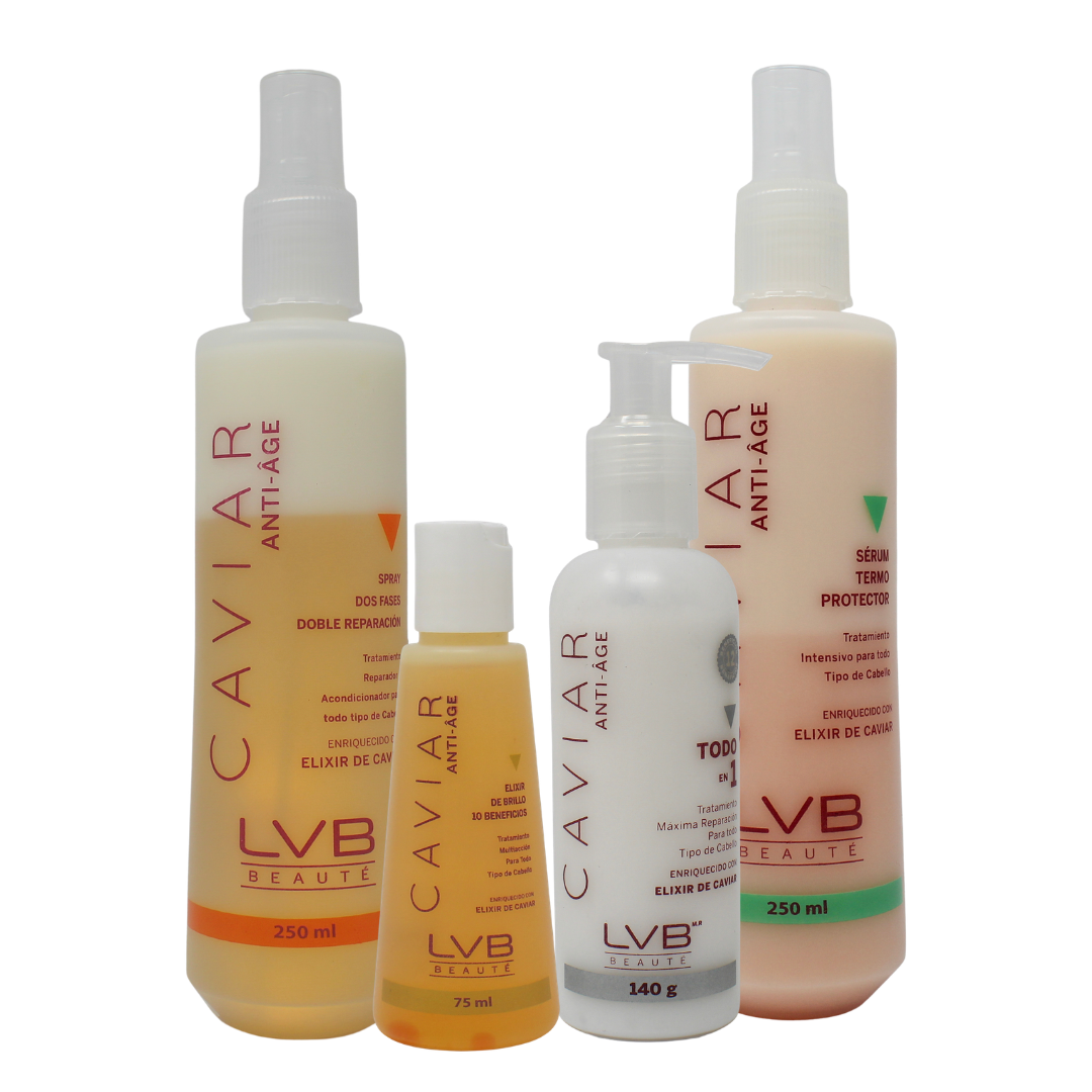 KIT CUIDADO INTENSIVO DE ACCIÓN INMEDIATA (SPRAY DOS FASES, TERMOPROTECTOR, ELIXIR BRILLO) PARA TODO TIPO DE CABELLO