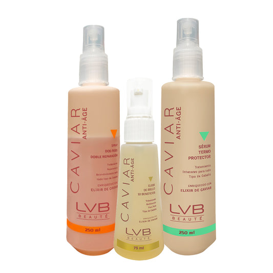 KIT CUIDADO INTENSIVO DE ACCIÓN INMEDIATA (SPRAY DOS FASES, TERMOPROTECTOR, ELIXIR BRILLO) PARA TODO TIPO DE CABELLO